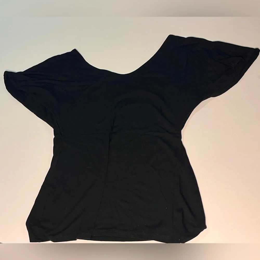White House Black Market Black Blouse with Button Accents - Picture 3 of 4